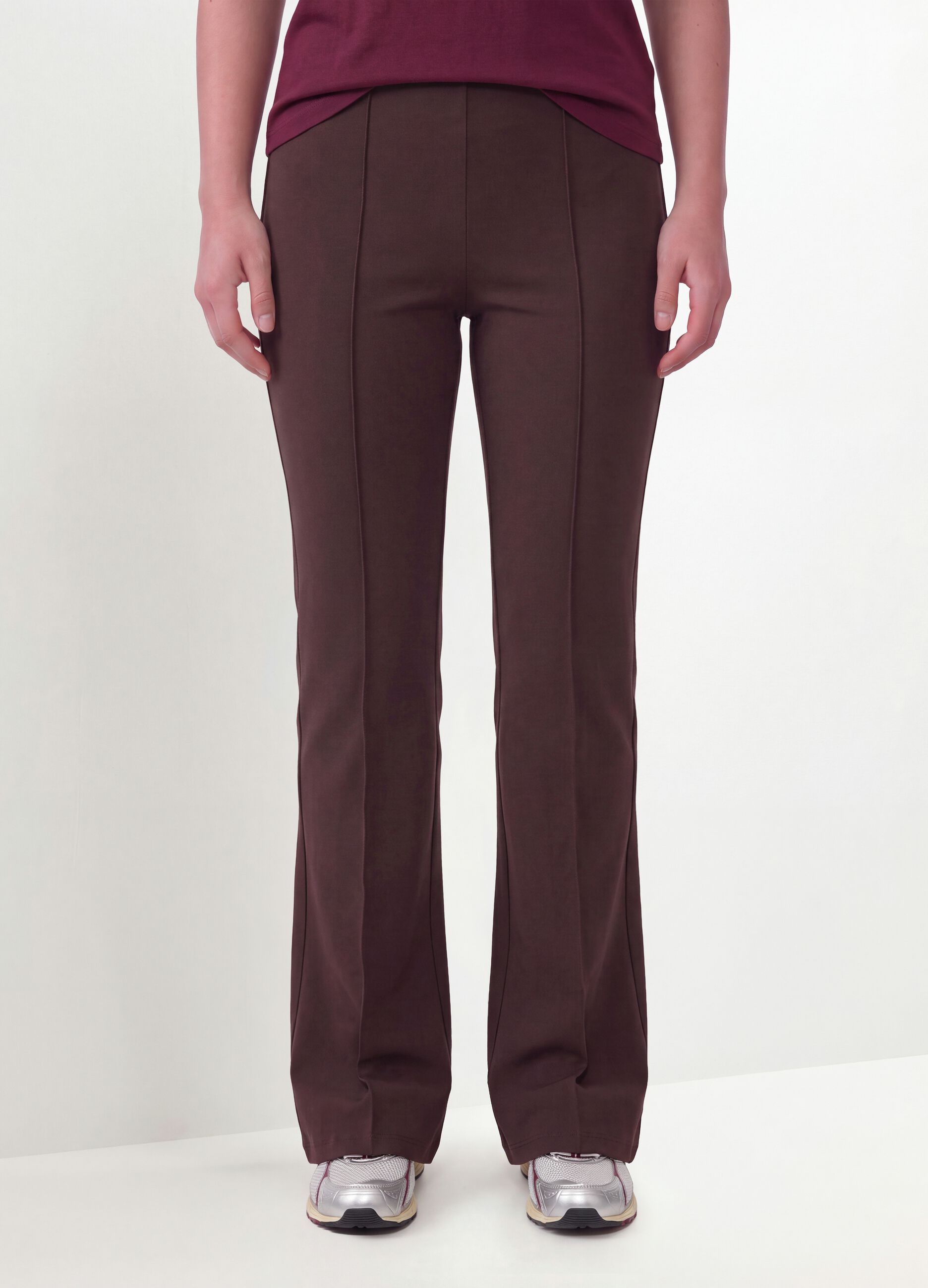 Brown flare trousers in stretch viscose