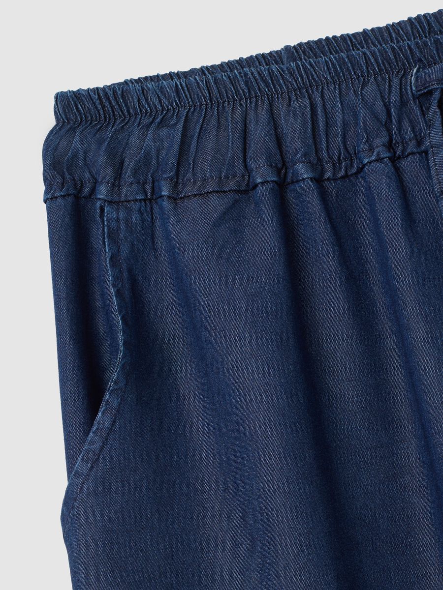 Women's blue pure viscose trousers, regular fit_1