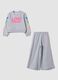 Grey marl cotton-blend tracksuit with crew neck print, regular fit_0