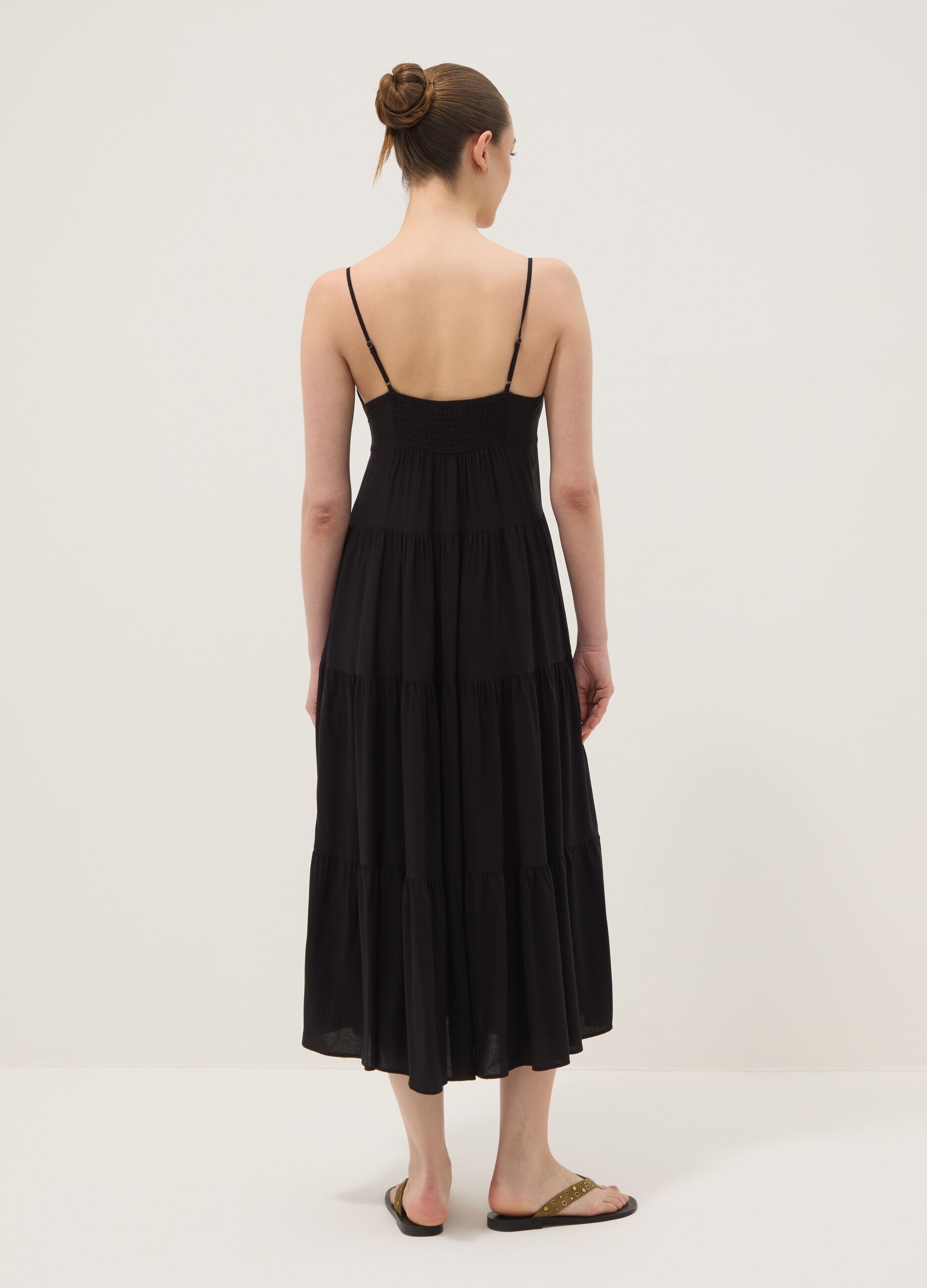 Long black dress in pure viscose