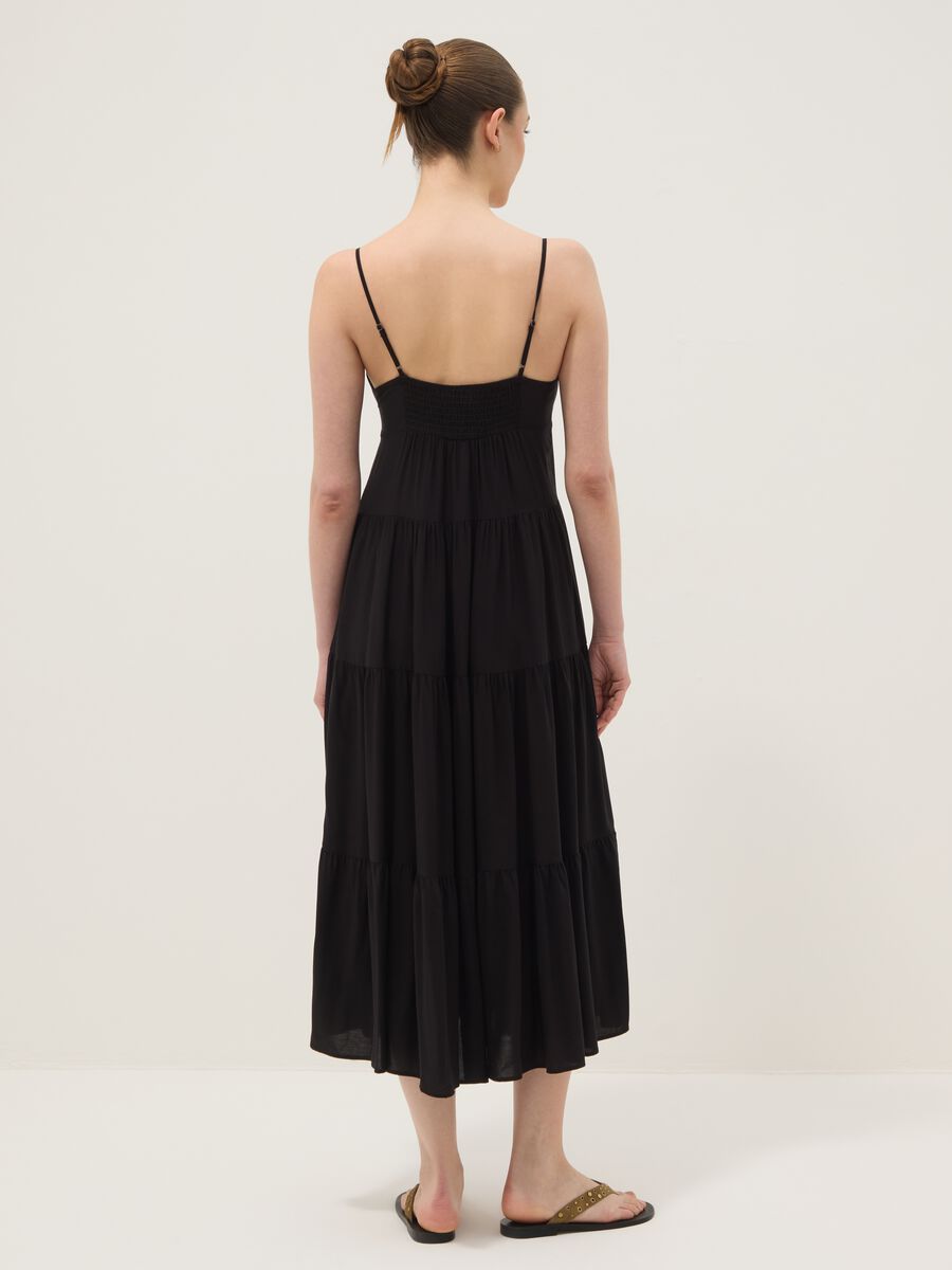 Long black dress in pure viscose_3