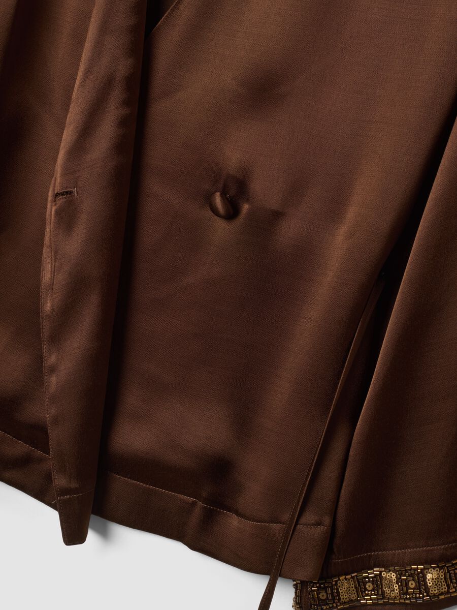 Kimono blazer marrone in pura viscosa con cintura_1