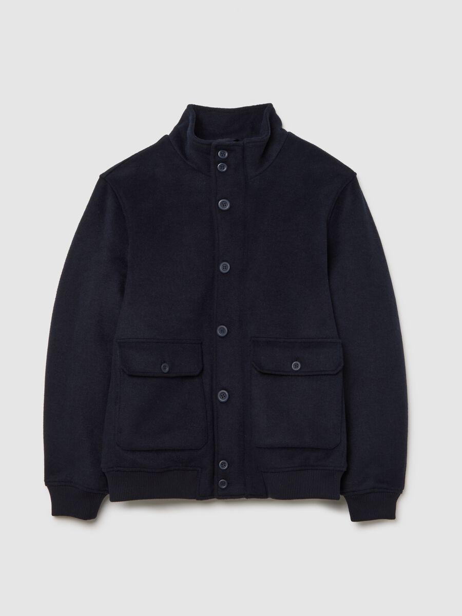 Blue padded jacket in regular fit with zip and buttons_4