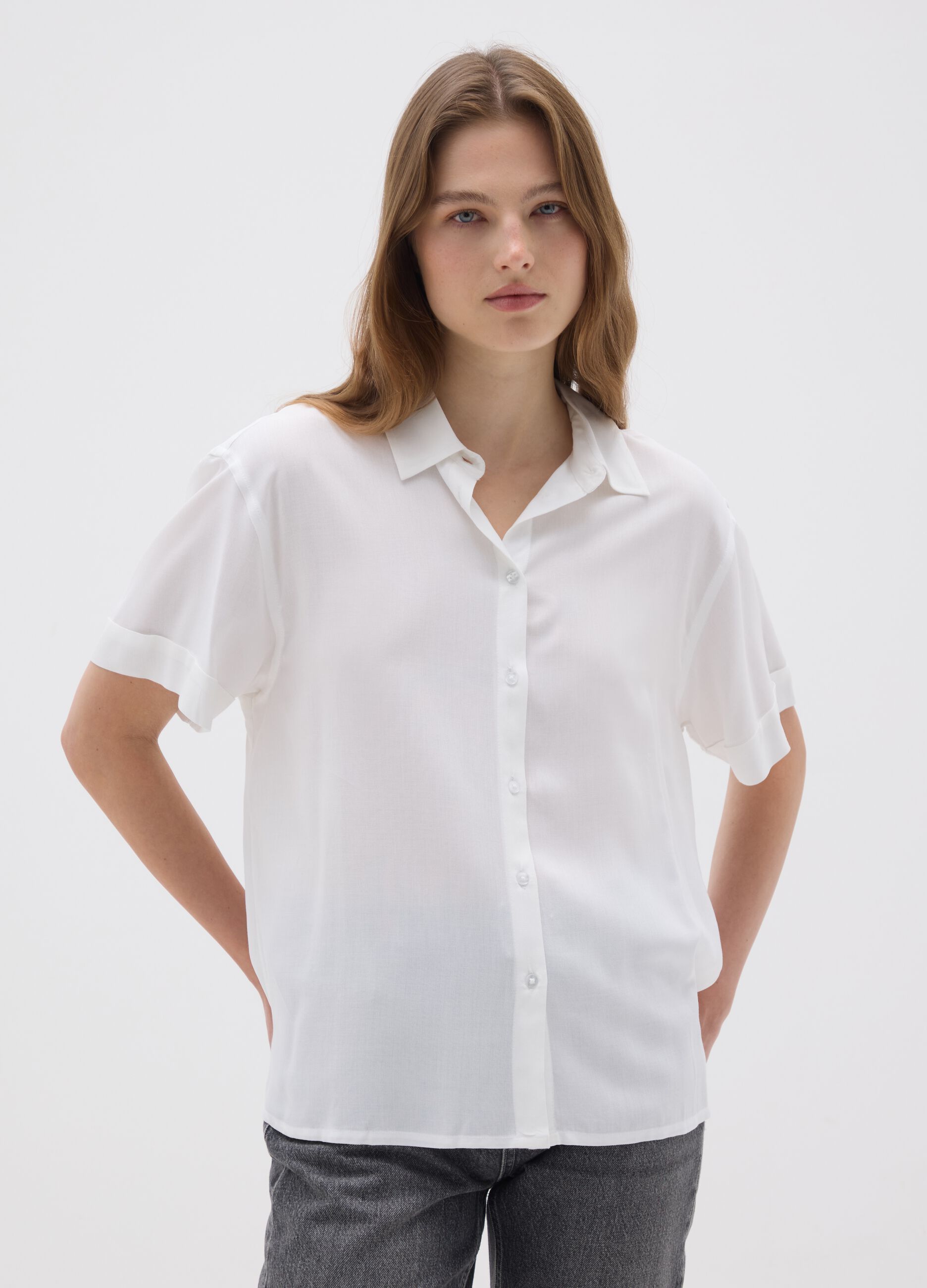Women's White Viscose Shirt