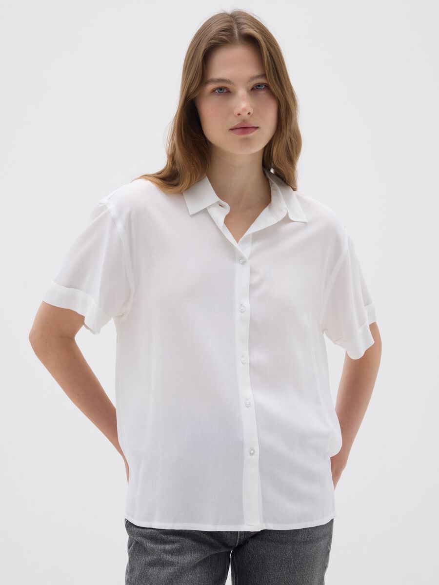 Women's White Viscose Shirt_0