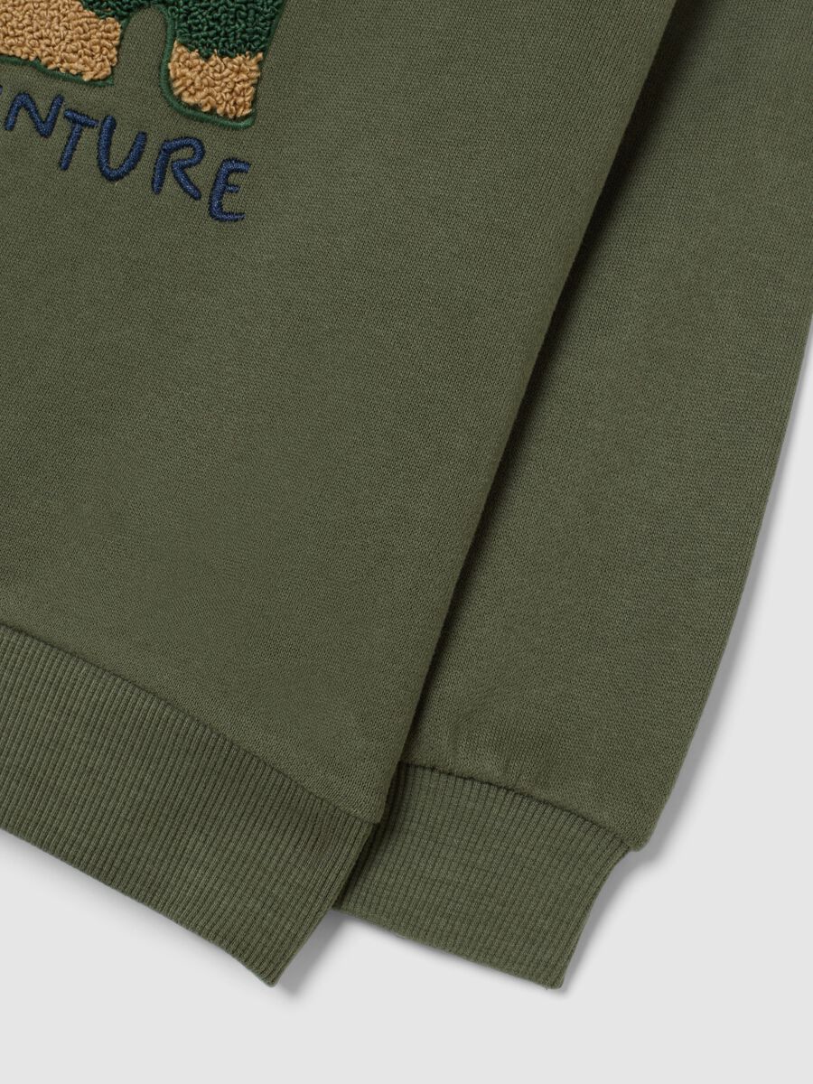 Felpa da bimbo in puro cotone verde regular fit con stampa e cappuccio_3