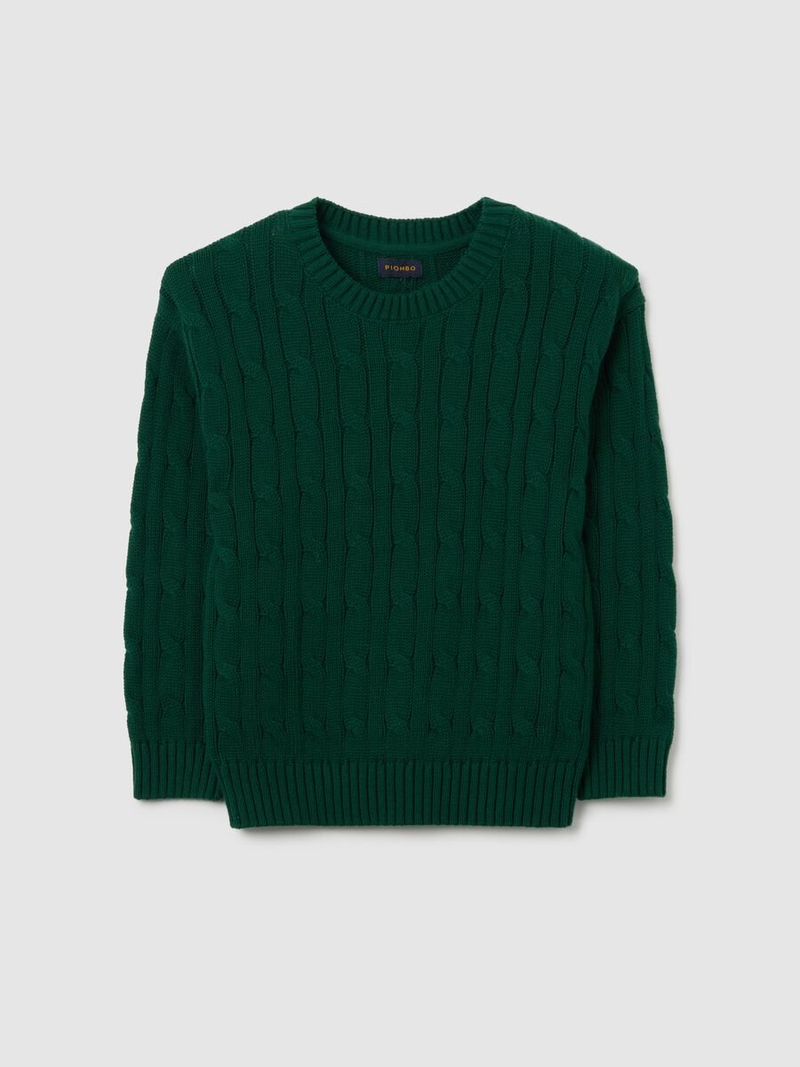 Maglione da bambino in puro cotone verde regular fit_3