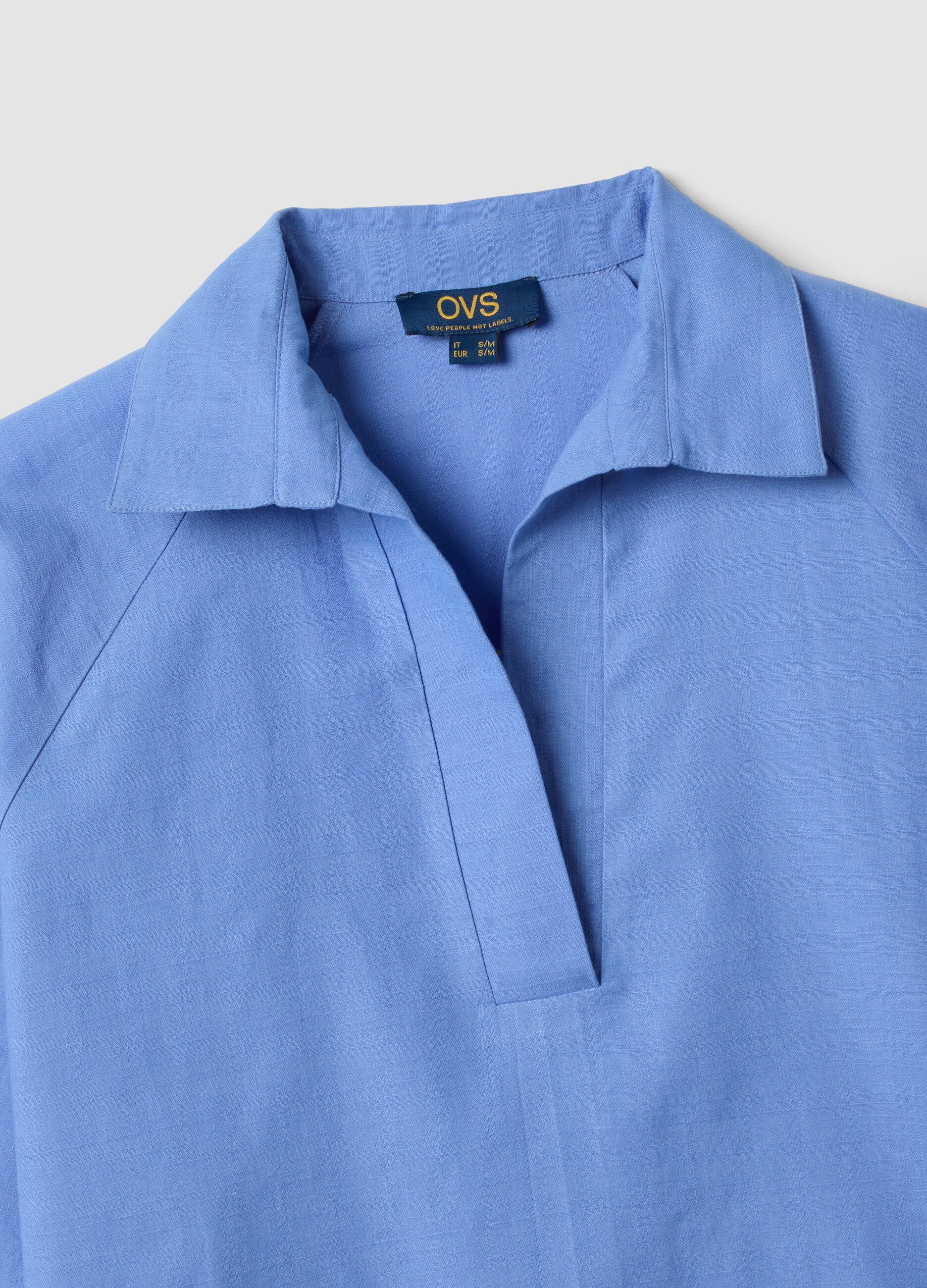 Light blue pure cotton V-neck top