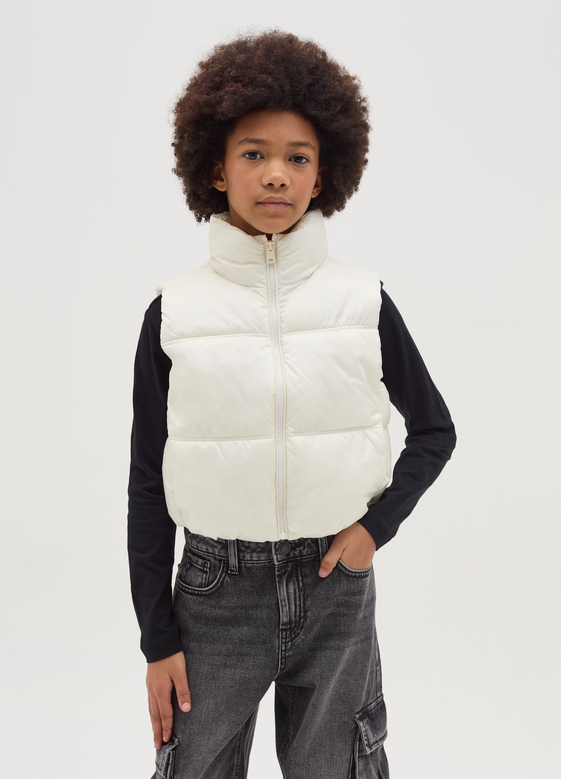 Quilted gilet in water-repellent fabric