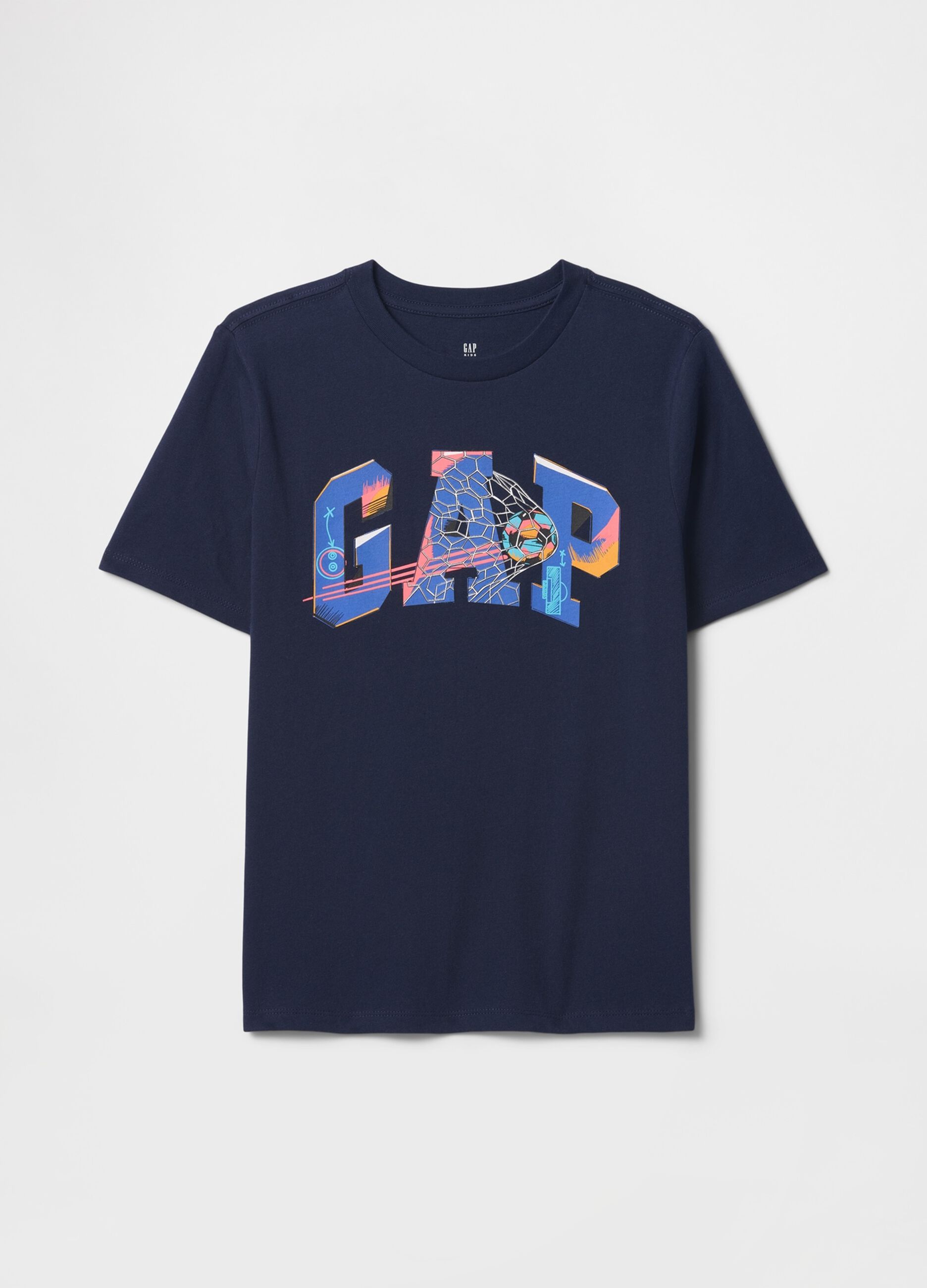Blue T-shirt with colourful GAP design