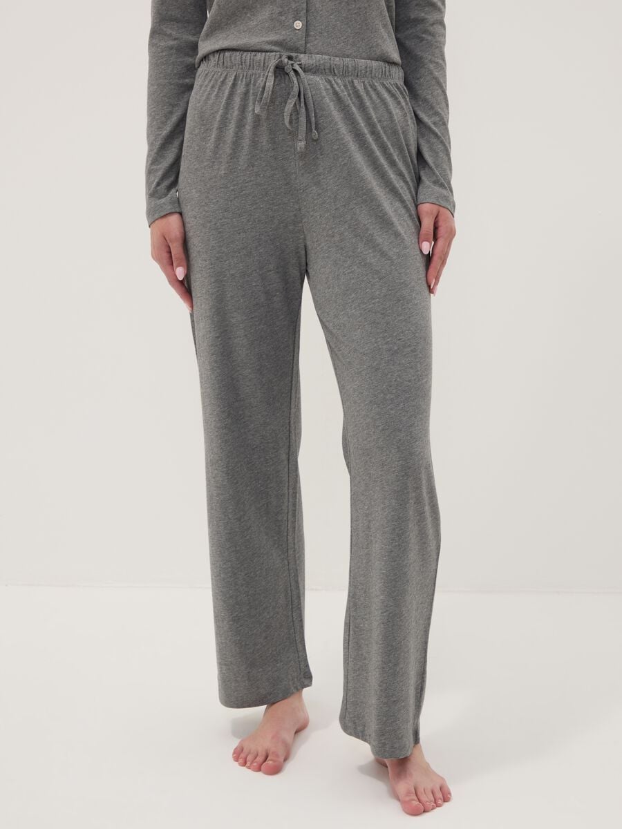 Grey cotton-viscose blend pyjama trousers_1