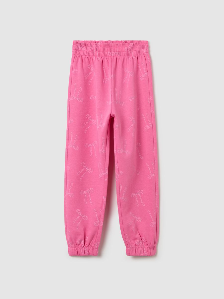 Cotton joggers with elasticated trims and print_0