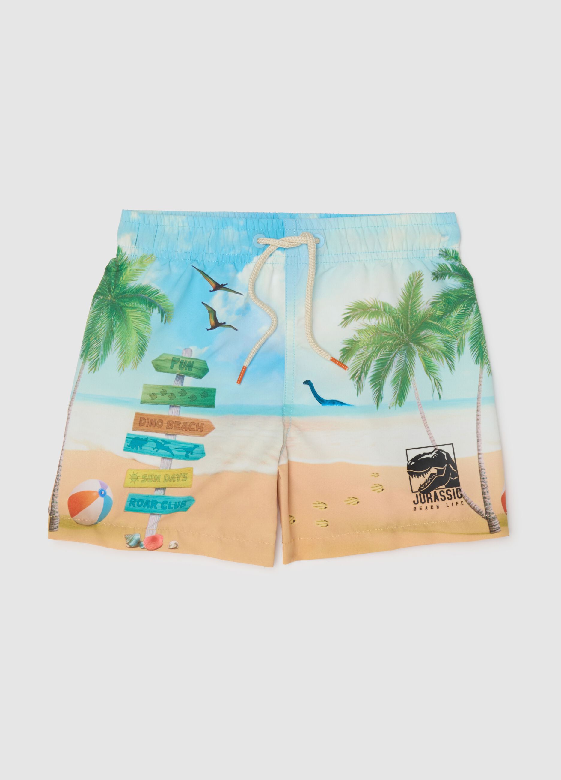 Short multicolour regular fit boys' swimwear with elastic waistband