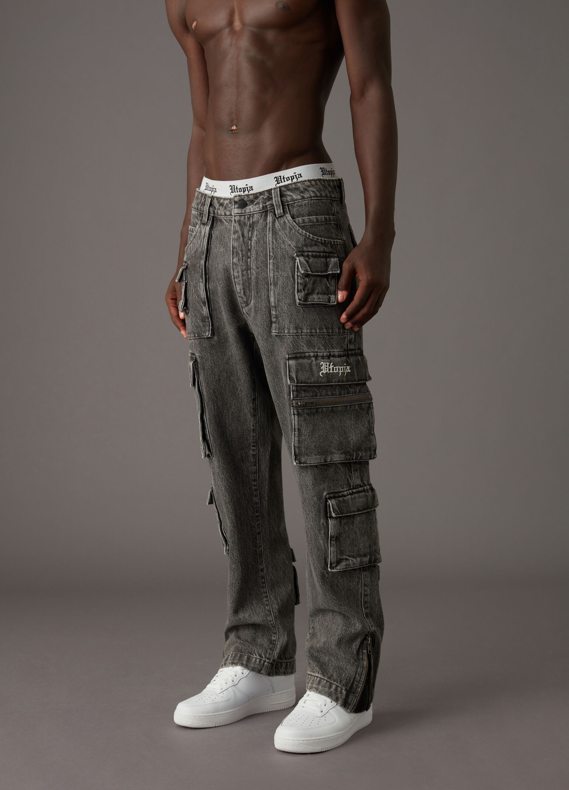 Multi Pocket Cargo Denim Vintage Grey_0