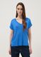 Blue stretch viscose V-neck T-shirt_2