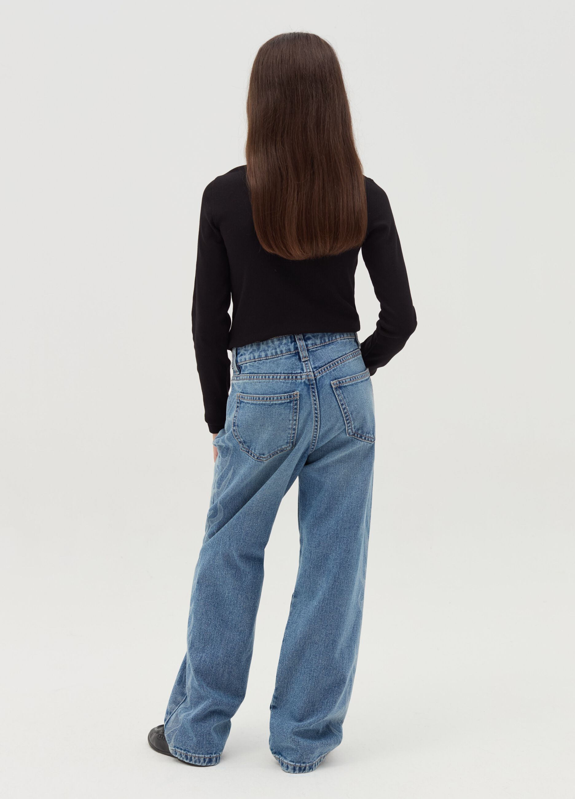 Jeans straight fit con fiamme