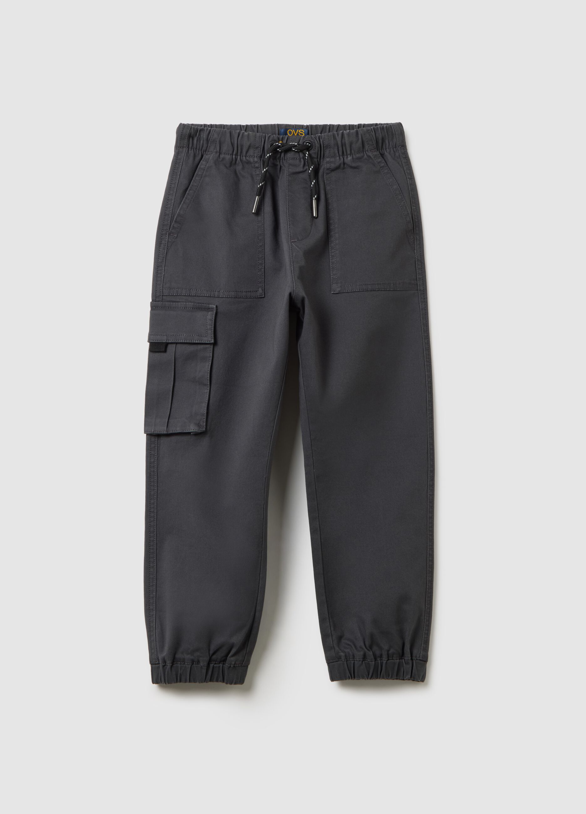 Grey cotton regular fit children's trousers