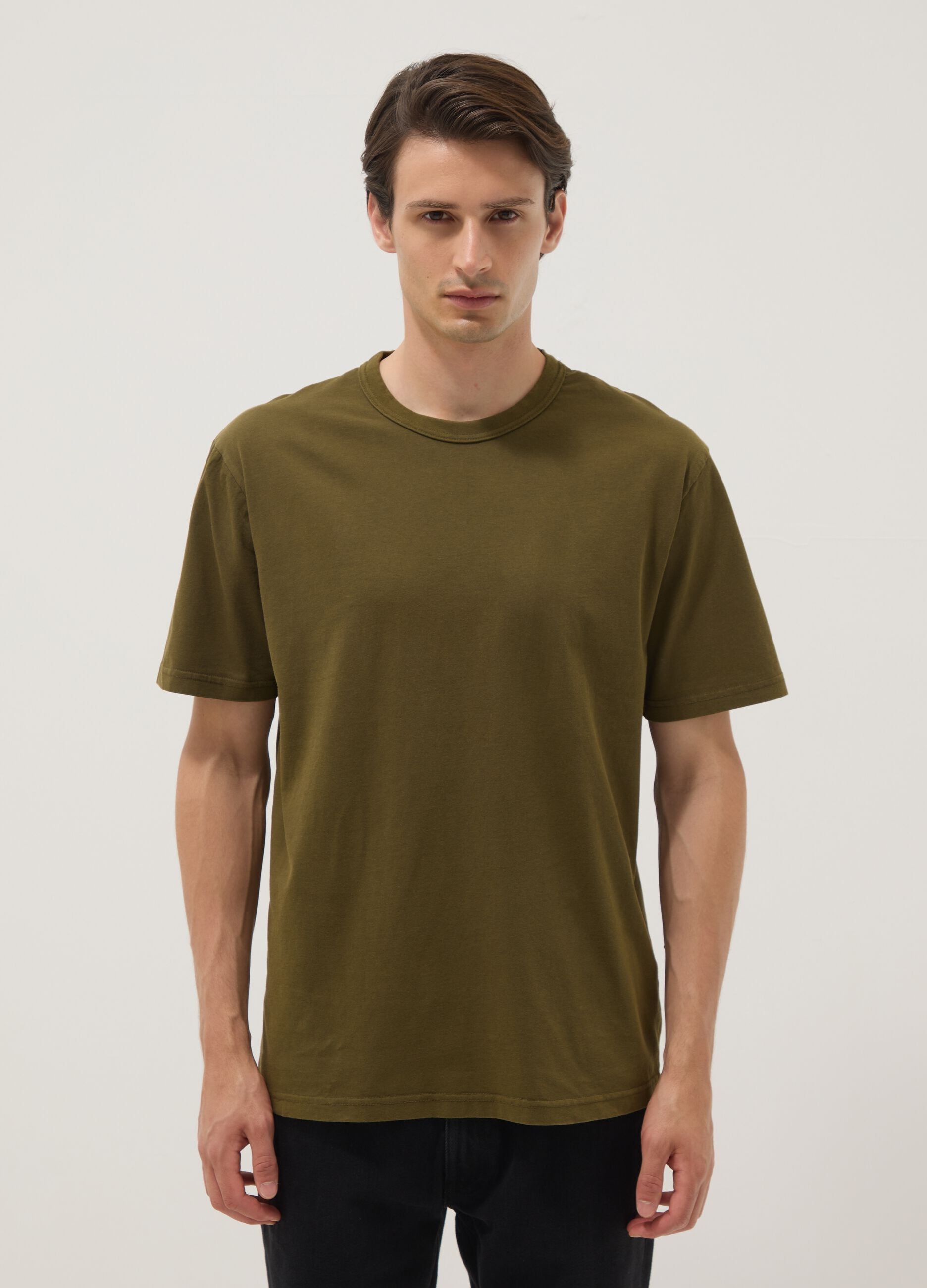 Green pure cotton T-shirt, relaxed fit