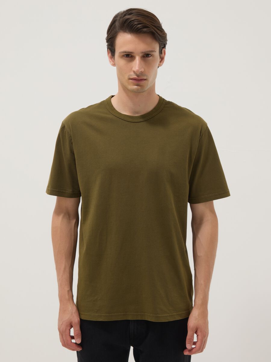 T-shirt verde in puro cotone relaxed fit_0