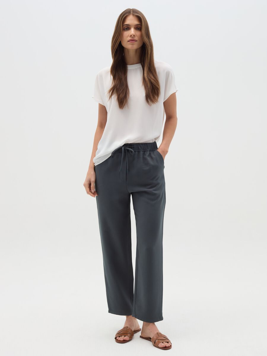 Viscose blend joggers with drawstring_0