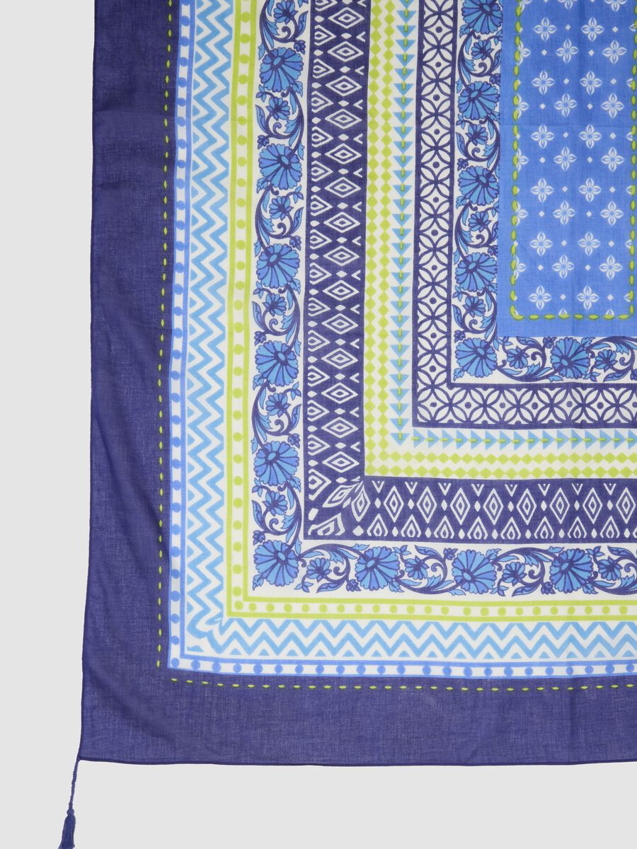 Sarong blu in puro cotone con stampa_2