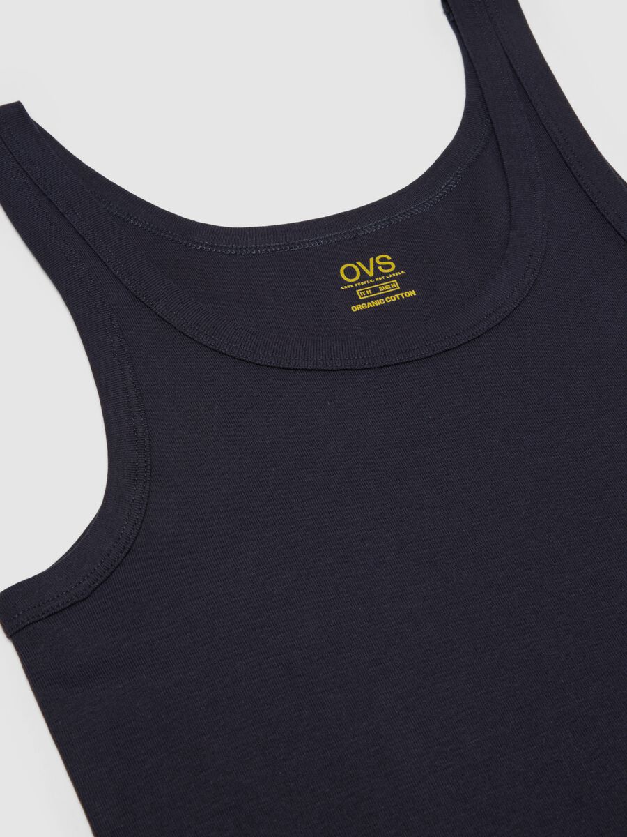 Blue pure cotton tank top regular fit_1