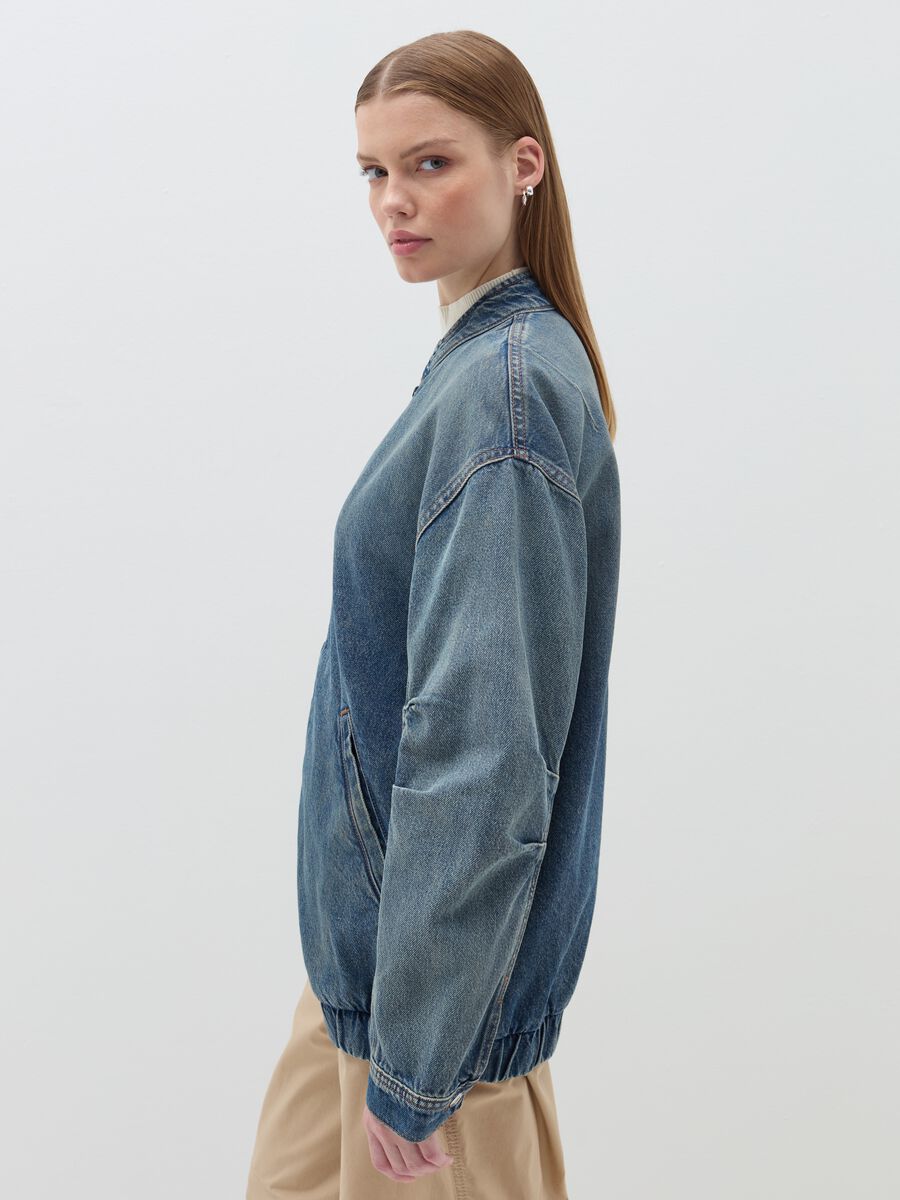 Oversized full-zip bomber jacket in denim_3