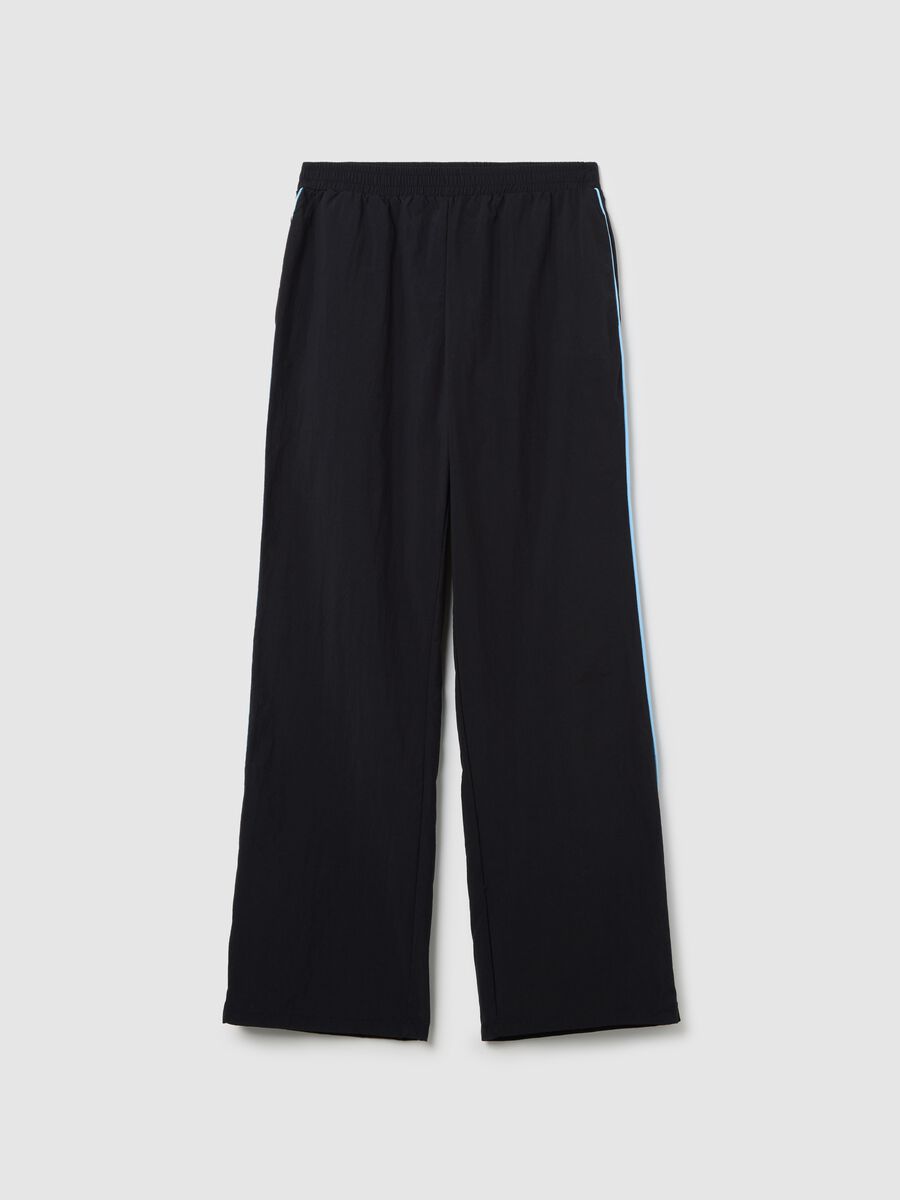 Black nylon joggers with splits and zip_4