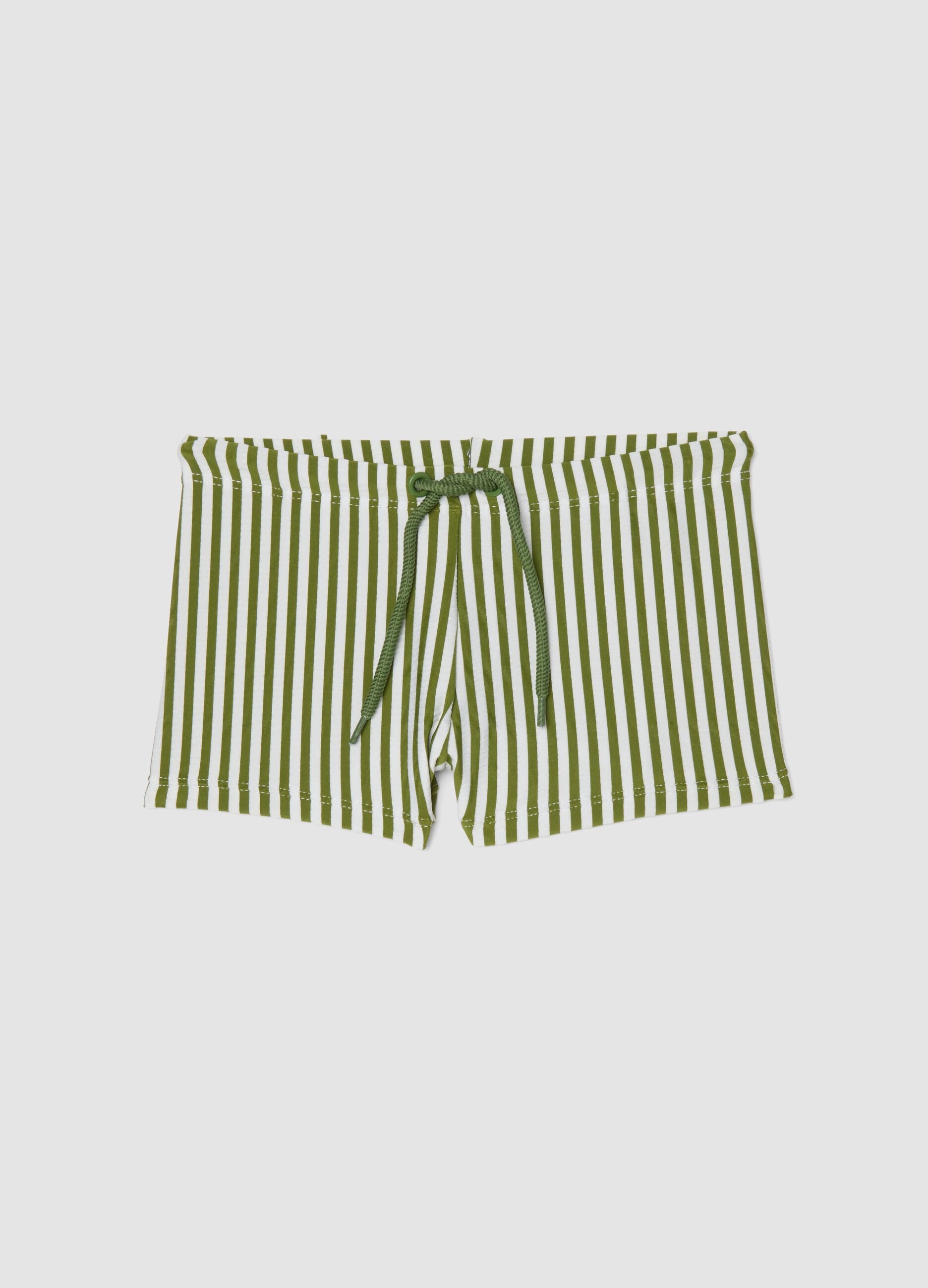 Green and white stretch boxer swim shorts