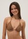 Brown triangle bikini top in stretch fabric with braided tie straps_0