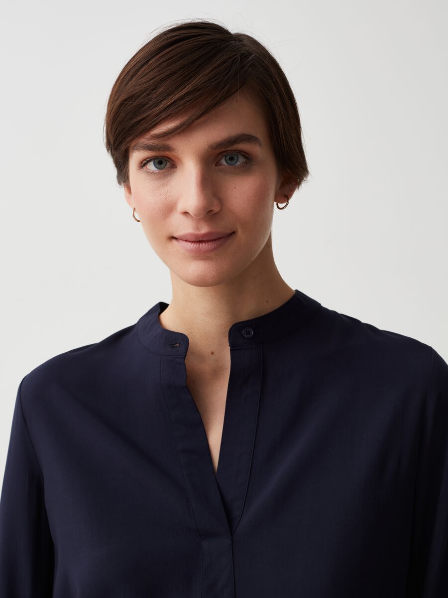 Viscose shirt with band collar_1