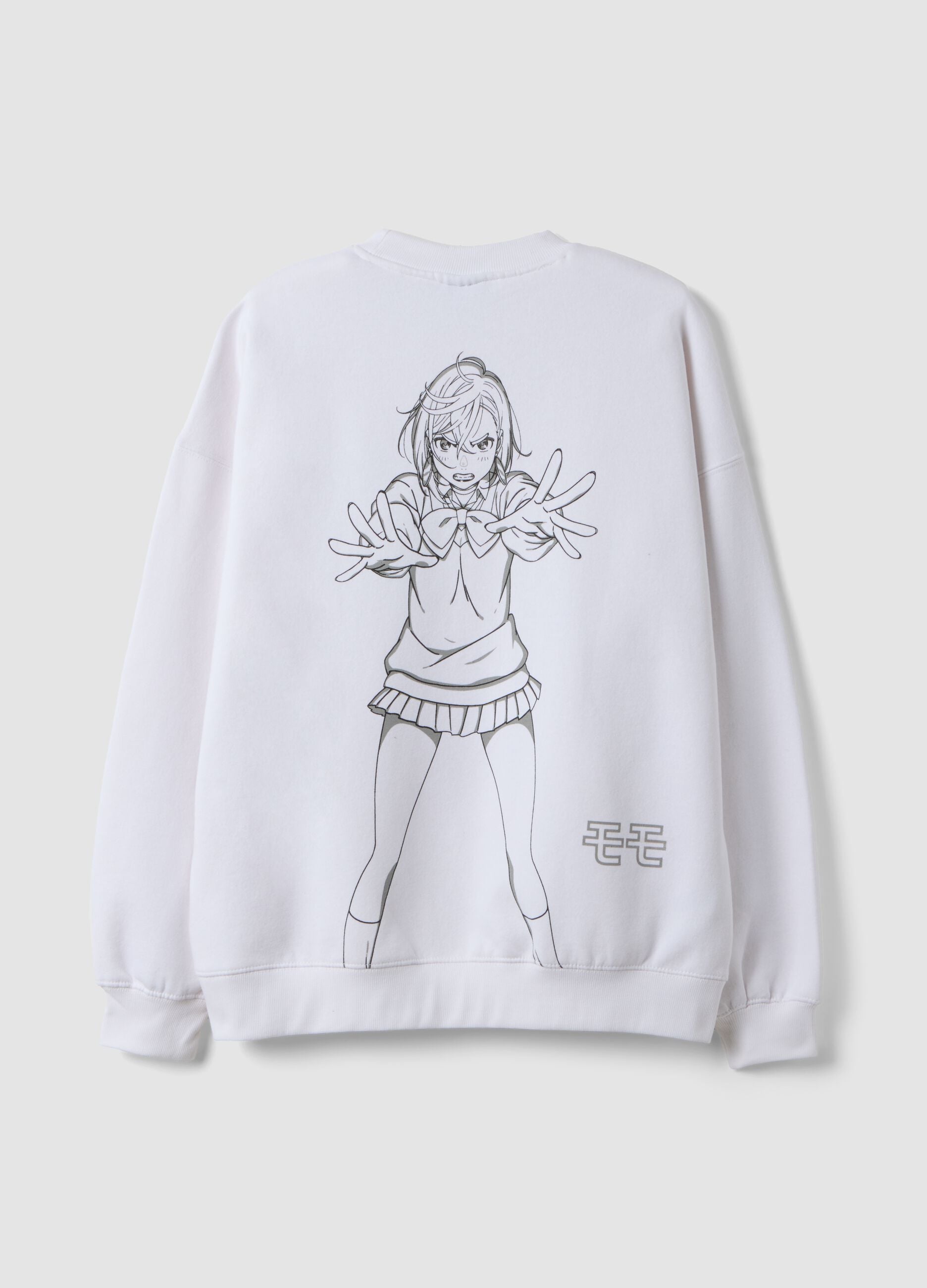 White cotton-blend sweatshirt with Dan Dan back print