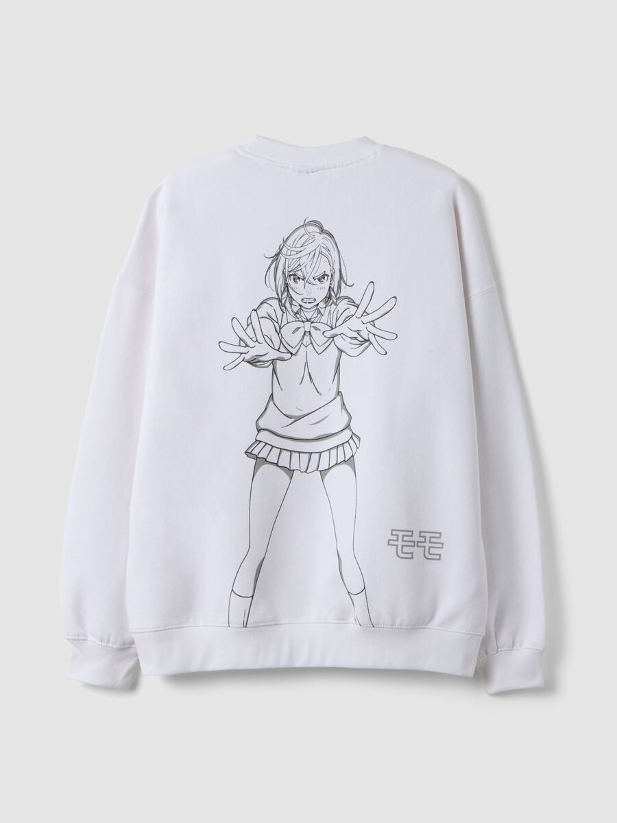 White cotton-blend sweatshirt with Dan Dan back print_2