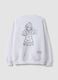 White cotton-blend sweatshirt with Dan Dan back print_2