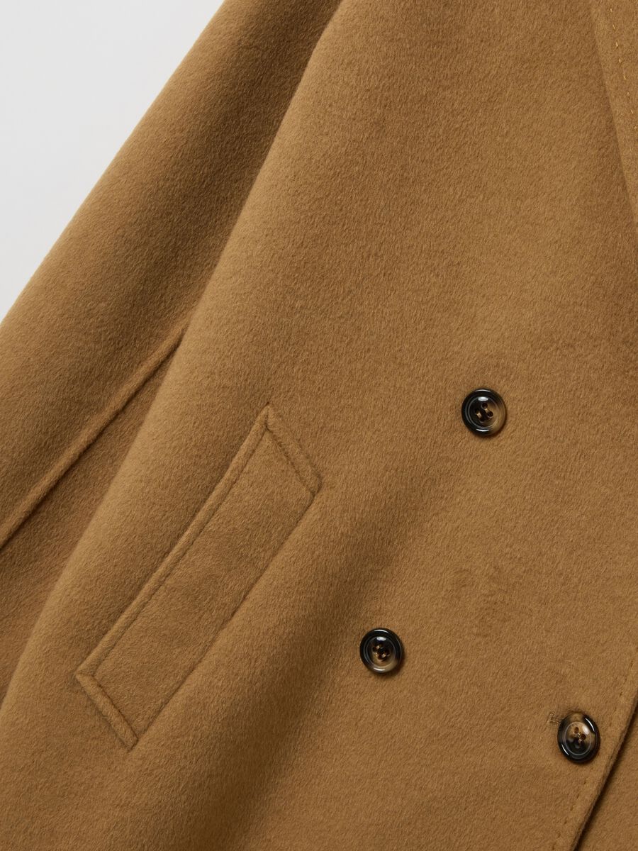 Brown wool blend regular fit coat with buttons_5