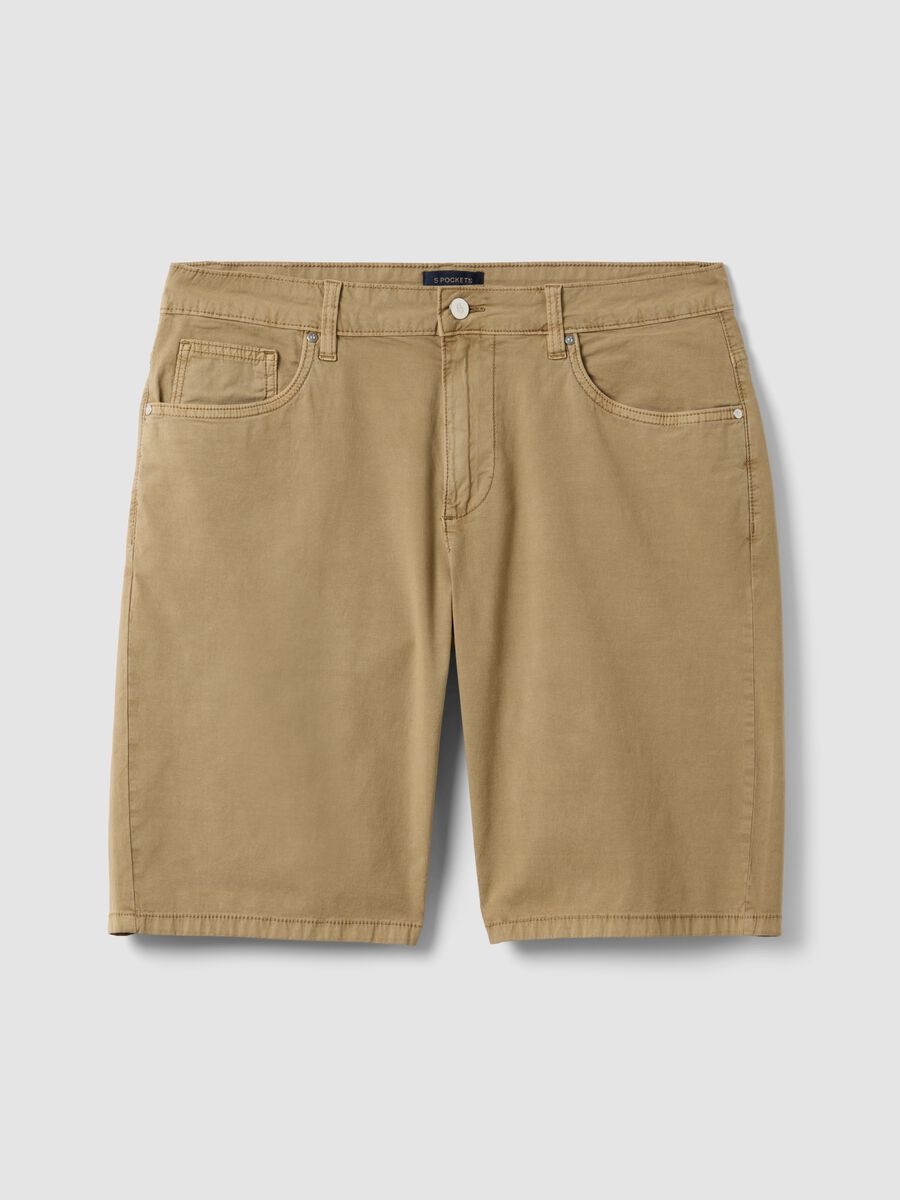 Beige stretch cotton bermuda shorts_4