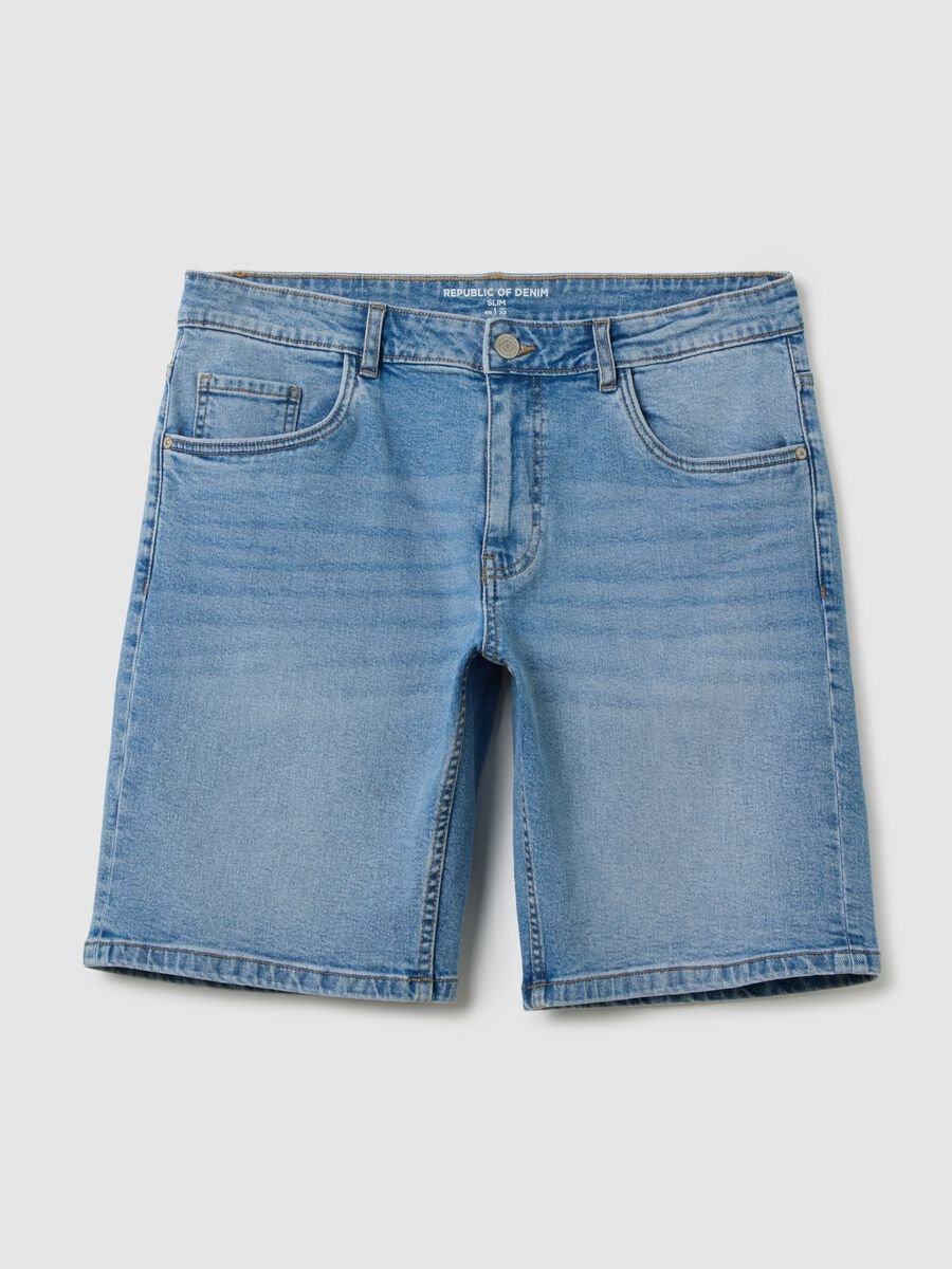 Men's Slim Fit Azure Denim Shorts_4