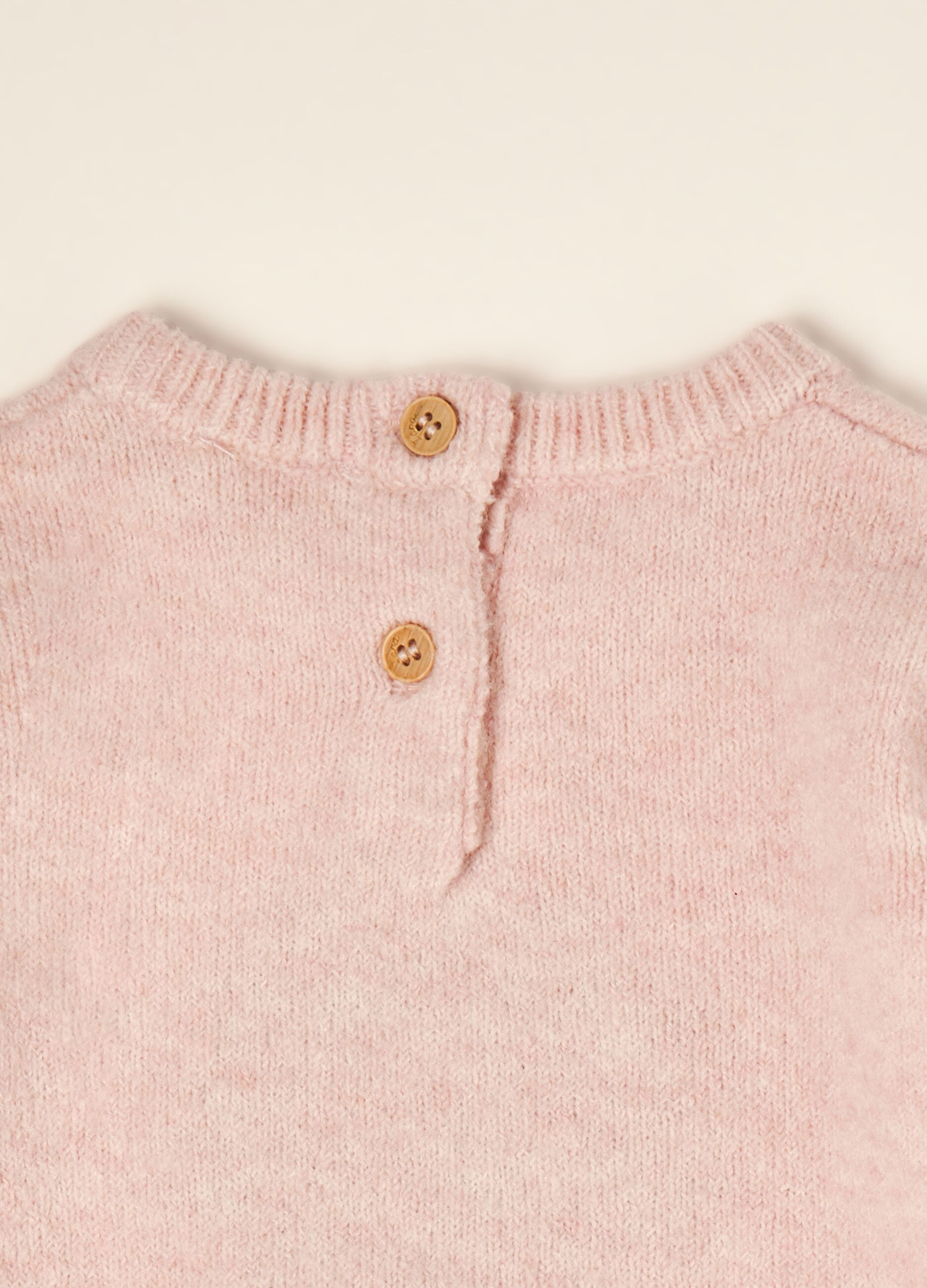 Pink stretch wool jumper with puppy print