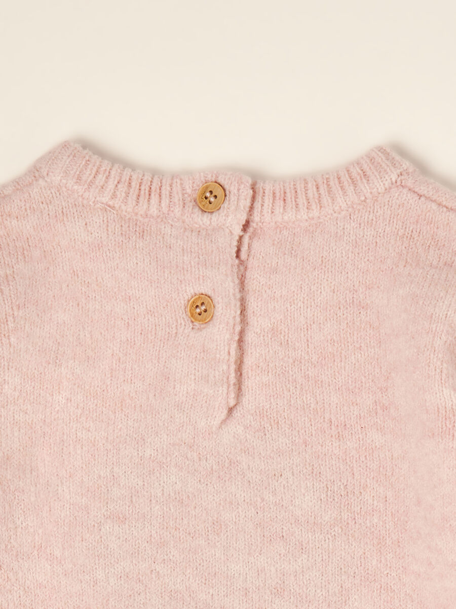 Pink stretch wool jumper with puppy print_1