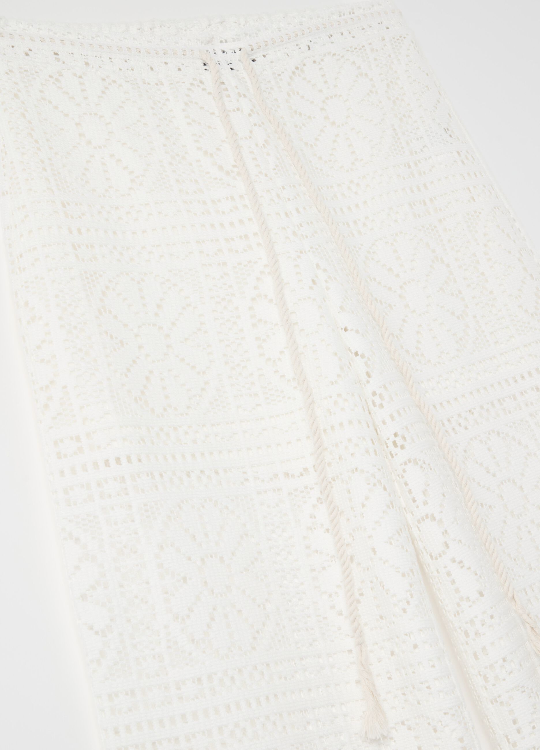 Pantalone a gamba larga in pizzo bianco