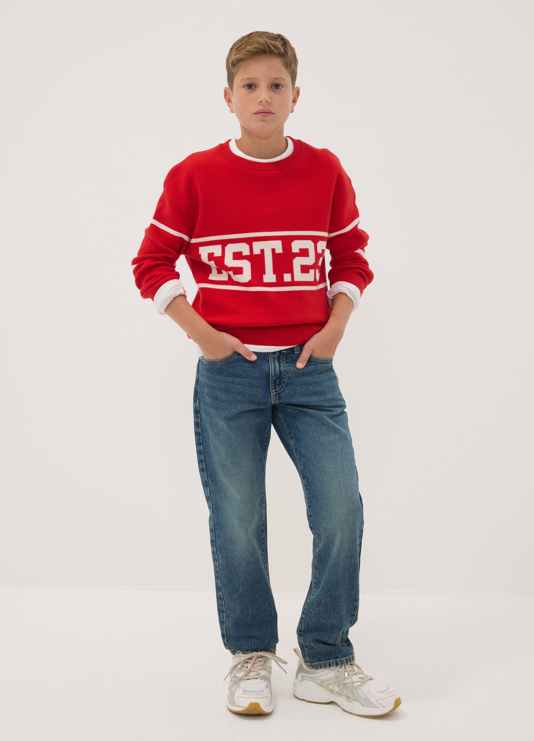 Blue pure cotton regular-fit jeans for boys