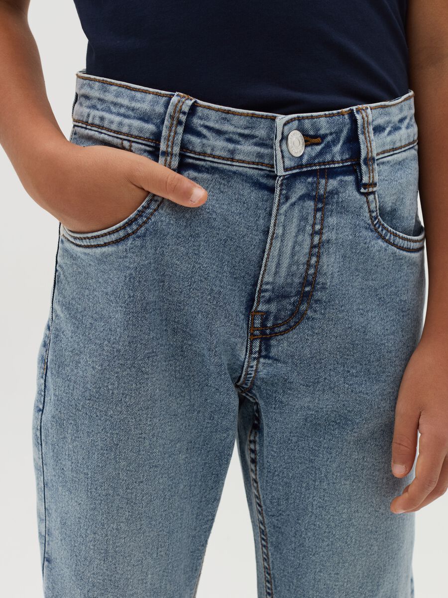 Jeans regular fit acid wash cinque tasche_3