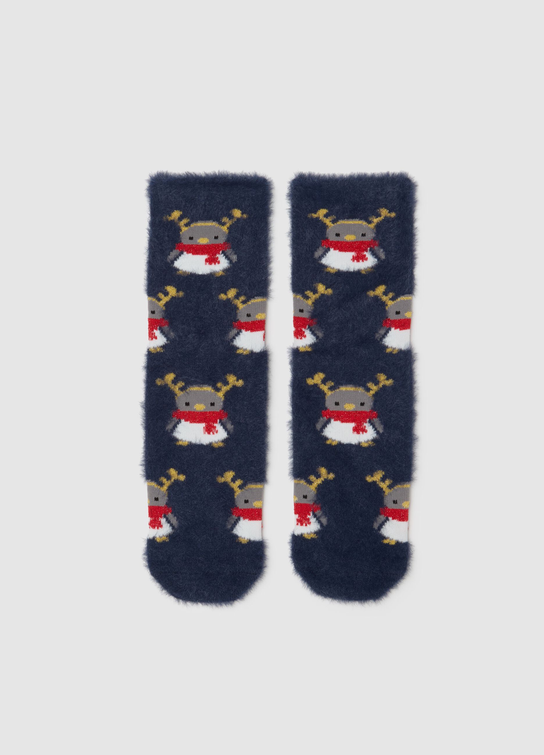 Blue Stretch Cotton Christmas Socks