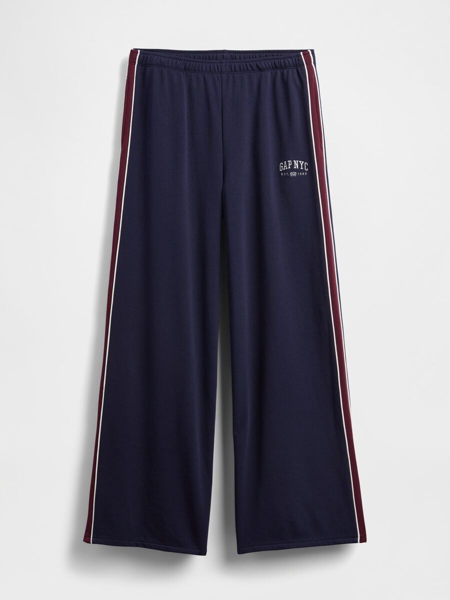 Blue cotton blend palazzo trousers_4