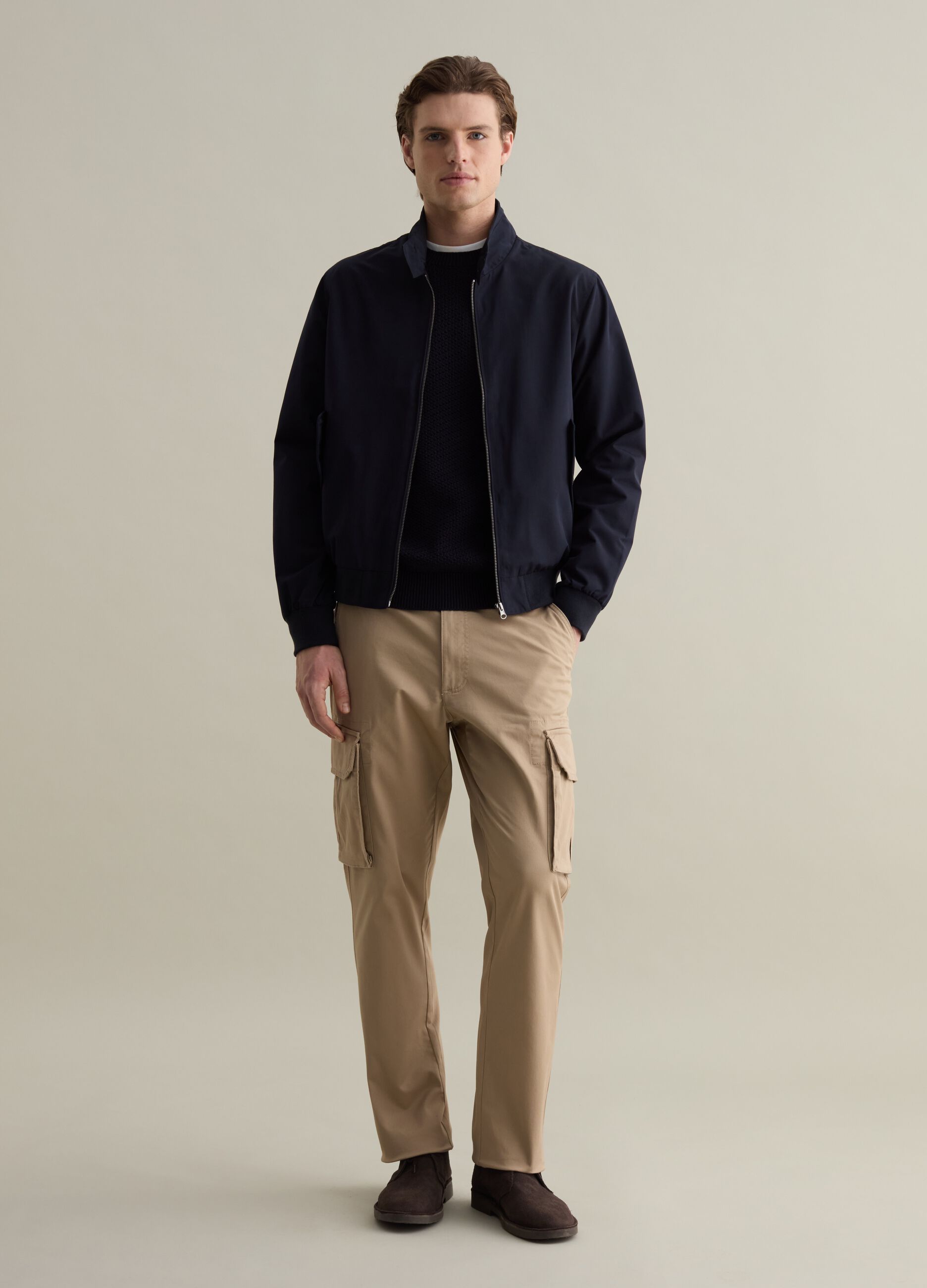 Full-zip bomber jacket with high neck