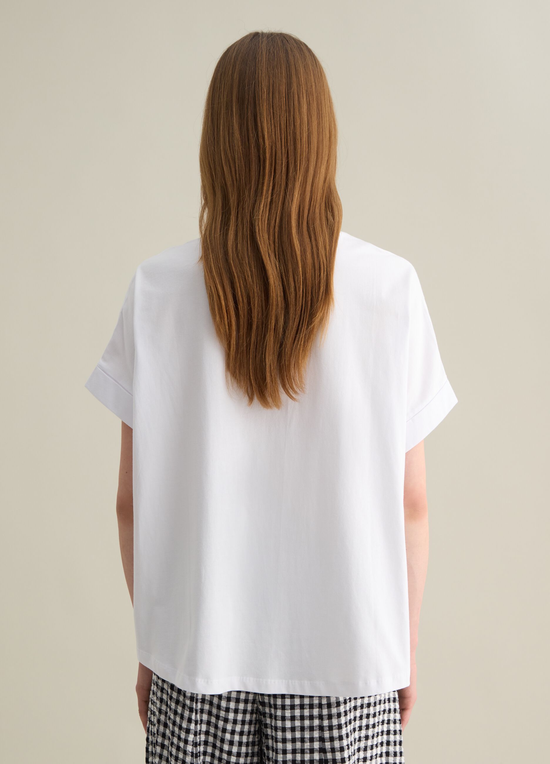 T-shirt da donna in puro cotone bianca regular fit