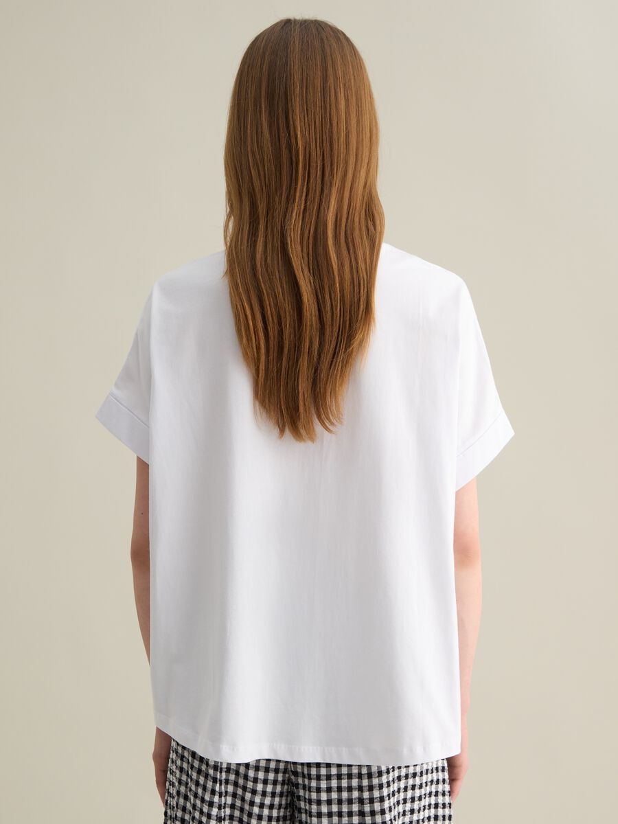 White Cotton T-shirt Piombo_3