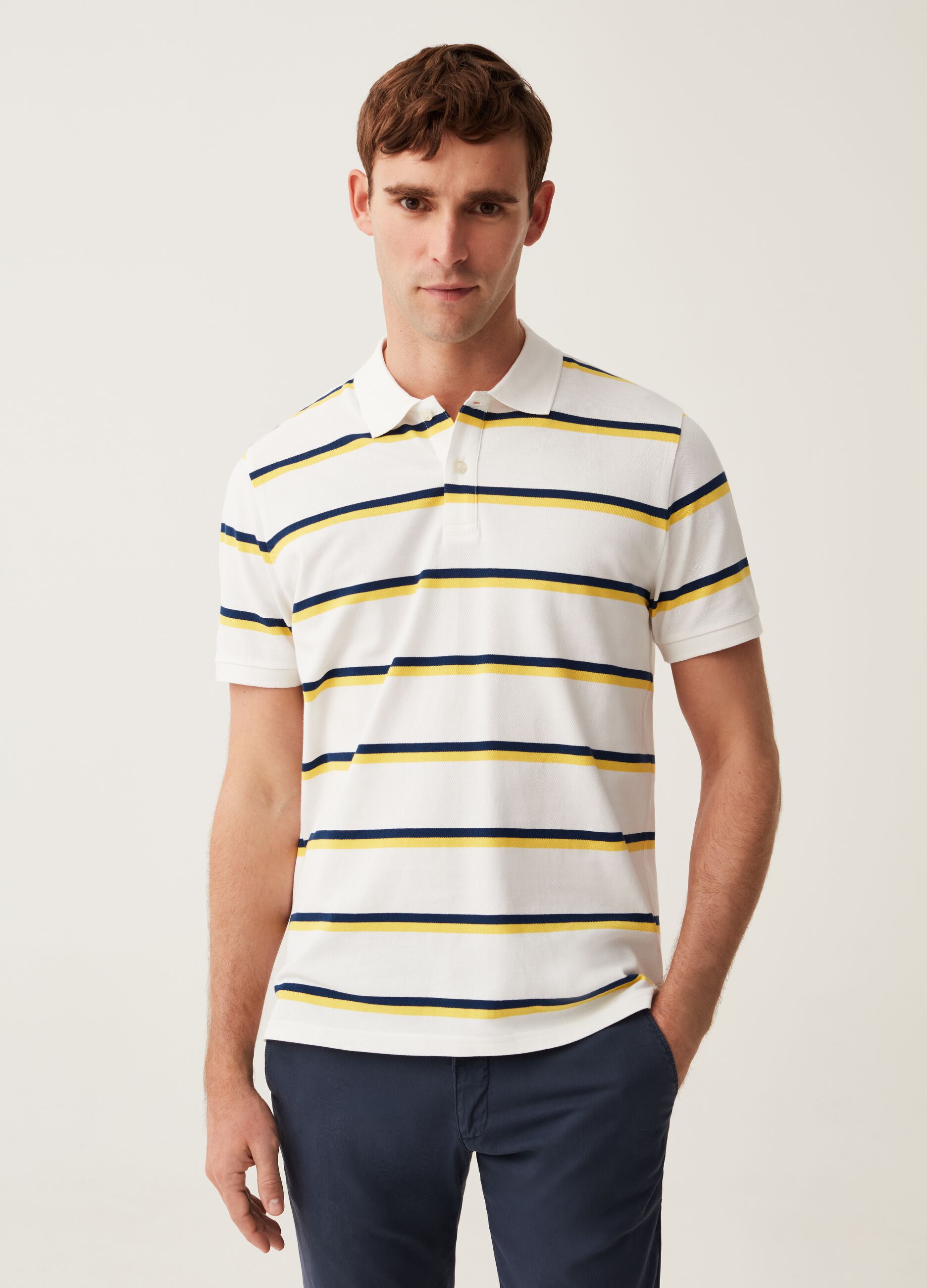 Polo in piquet a righe_0