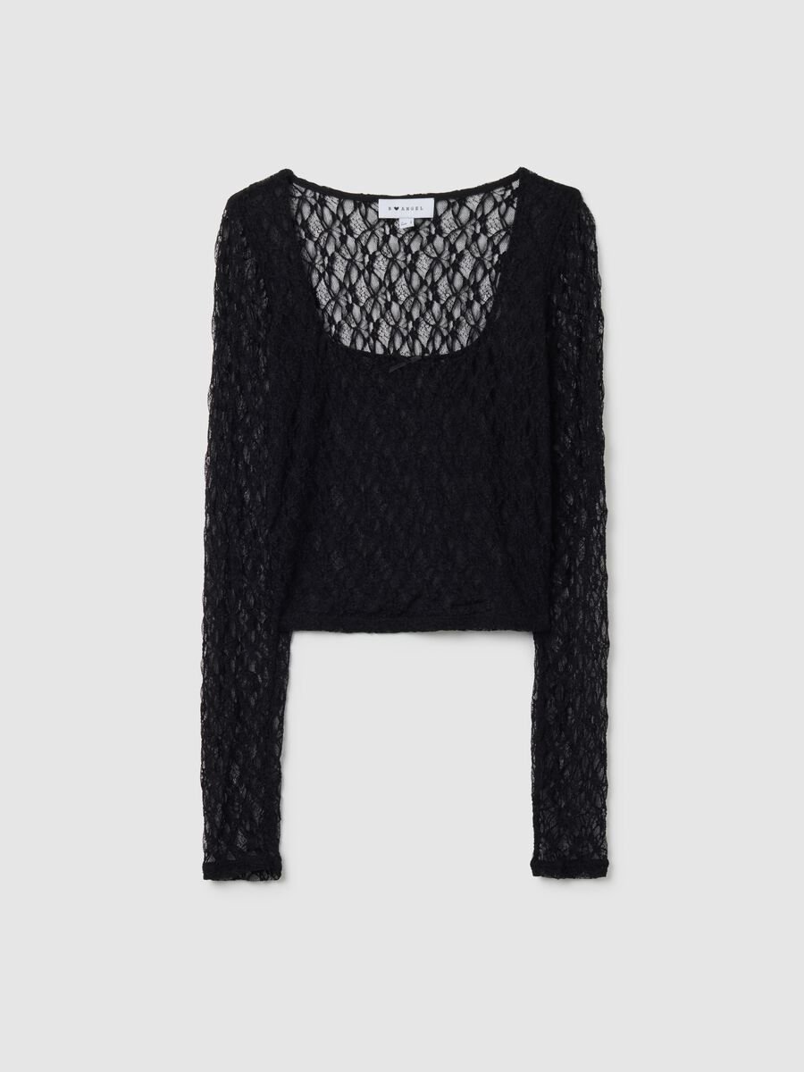 Maglia lunga in tessuto elasticizzato nero regular fit_4
