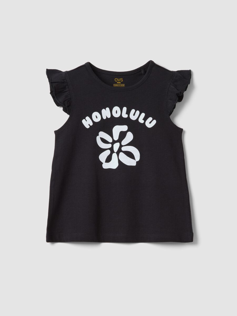 Black organic cotton tank top with frills_0